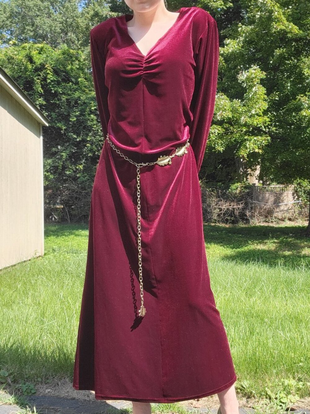 ✩₊🥀☽.⋆ Coldwater Creek maroon whimsygoth velvet maxi dress ☾⋆⁺🥀₊✧